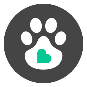Icon of a heart with a paw print on it